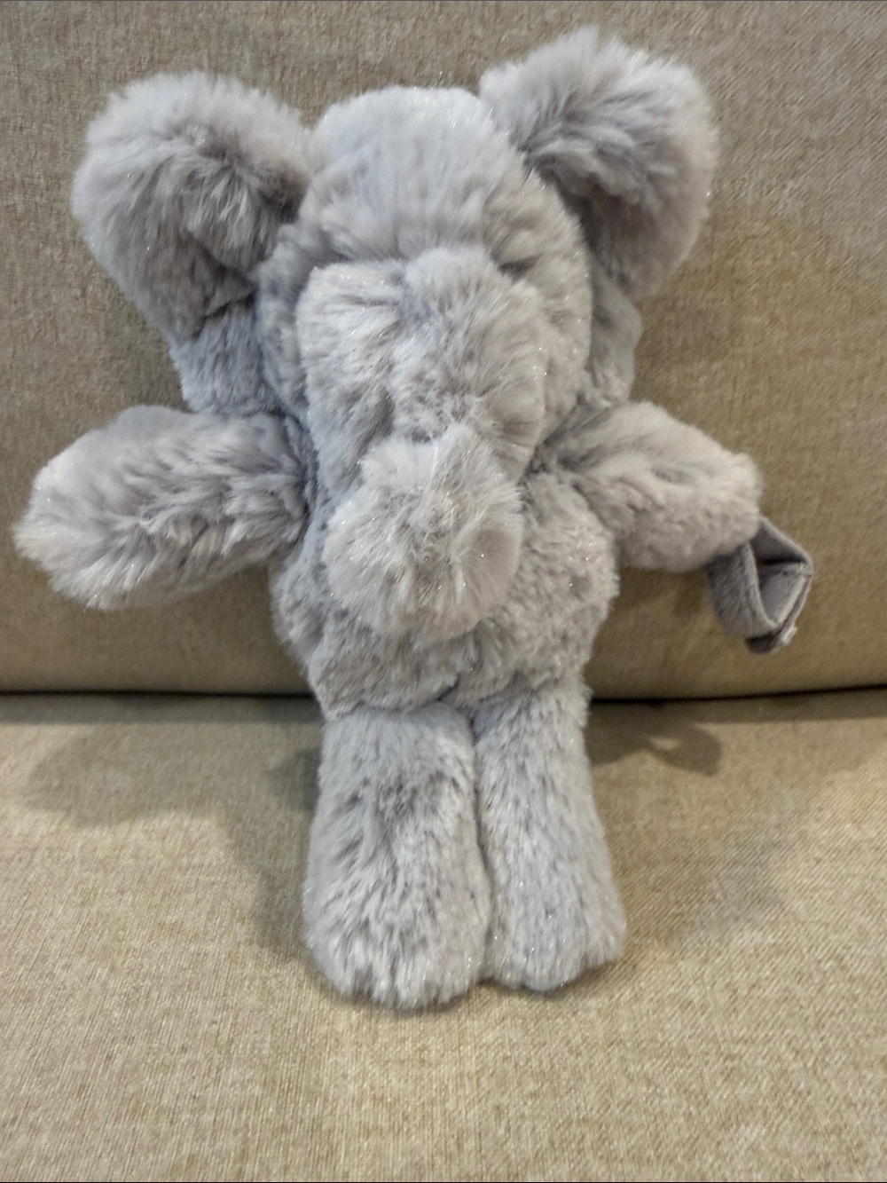 NWOT Pottery Barn Kids Elephant Critter Plush pacifier holder!